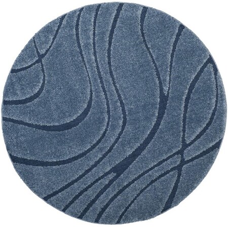 Safavieh 6 ft.7 in. x 6 ft.7 in. Power Loomed Round Shag Rug; Light Blue & Blue SG471-6065-7R